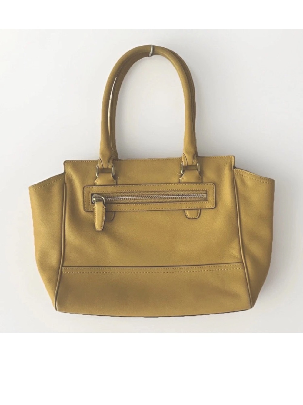 Coach Mustard Yellow Leather Shoulder Bag with back Zip